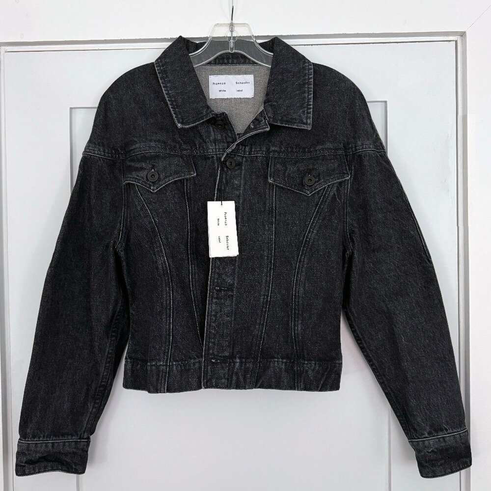 NWT Proenza Schouler White Label Denim Black Nipped Waist Jacket size M